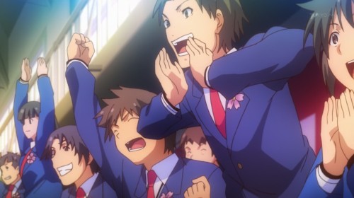La foule est en délire, le combat fait rage avec Misaki qui tombe sur une case Banane pendant que des verres de soda sont distribués.