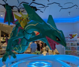 Pikachu chevauche un Rayquaza au calme