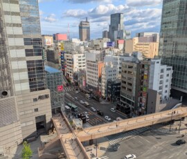 Le quartier autour de la gare, vu de haut