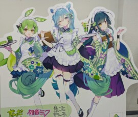 La Miku verte de Sendai, et d'autres mascottes que je ne reconnais pas :'(