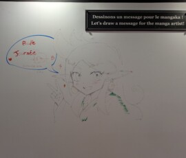 Le stand Manga Festival proposait une grande fresque ou il était libre de dessiner.