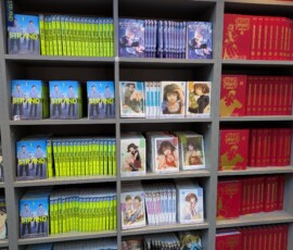 Toujours des jeux de couleur sympa dans les étagères du stand Delcourt-Tonkam, a défaut de dates précises pour les sorties de leurs tomes